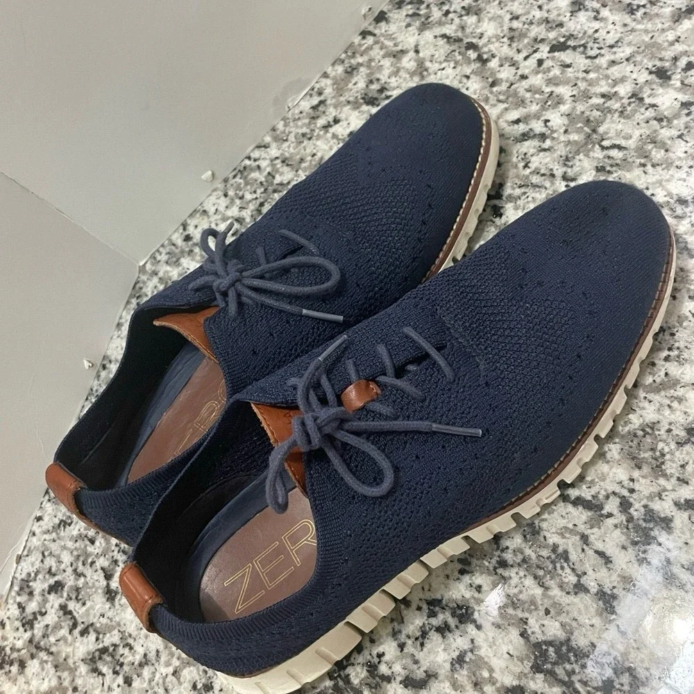 Cole Haan ZeroGrand Stitchlite Navy Blue Wingtip Oxford Shoes C24947 Mens 9M